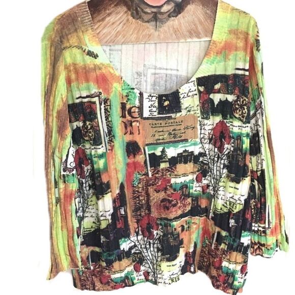 Calessa Sweater Postmark Cities Travel Script 14 - Picture 1 of 3